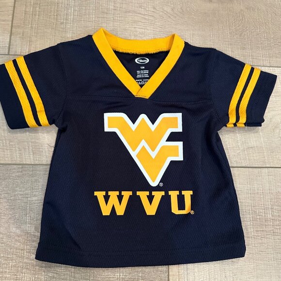 TEAM ATHETICS YOUTH 12 MONTH WVU WEST VIRGINIA JERSEY - Picture 1 of 3